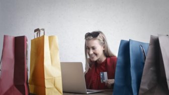 A woman doing online shopping.