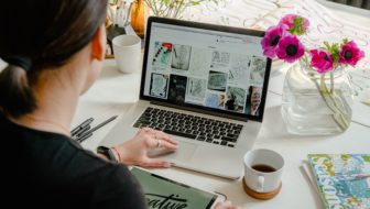 Woman working on digital tools.